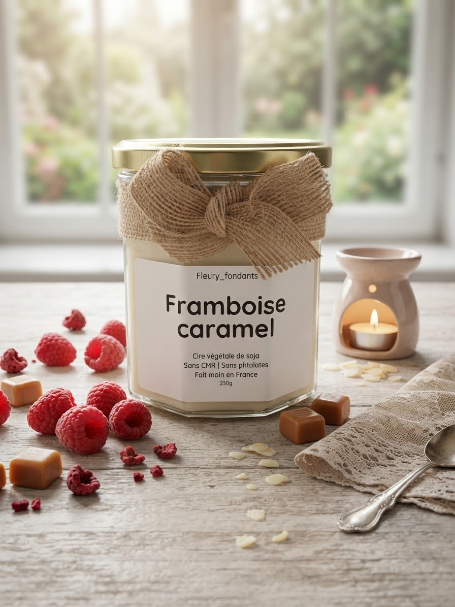 Framboise caramel - Bougie parfumée
