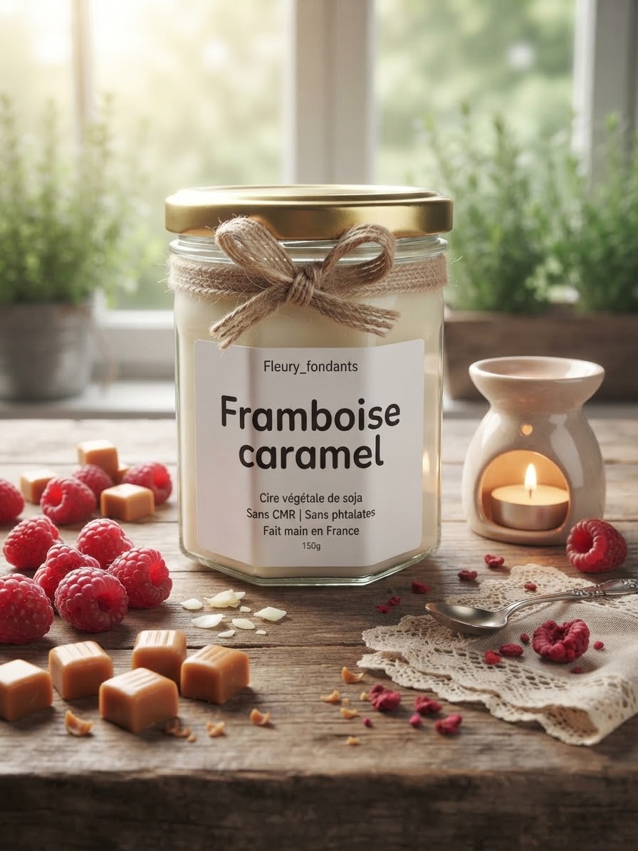 Framboise caramel - Bougie parfumée